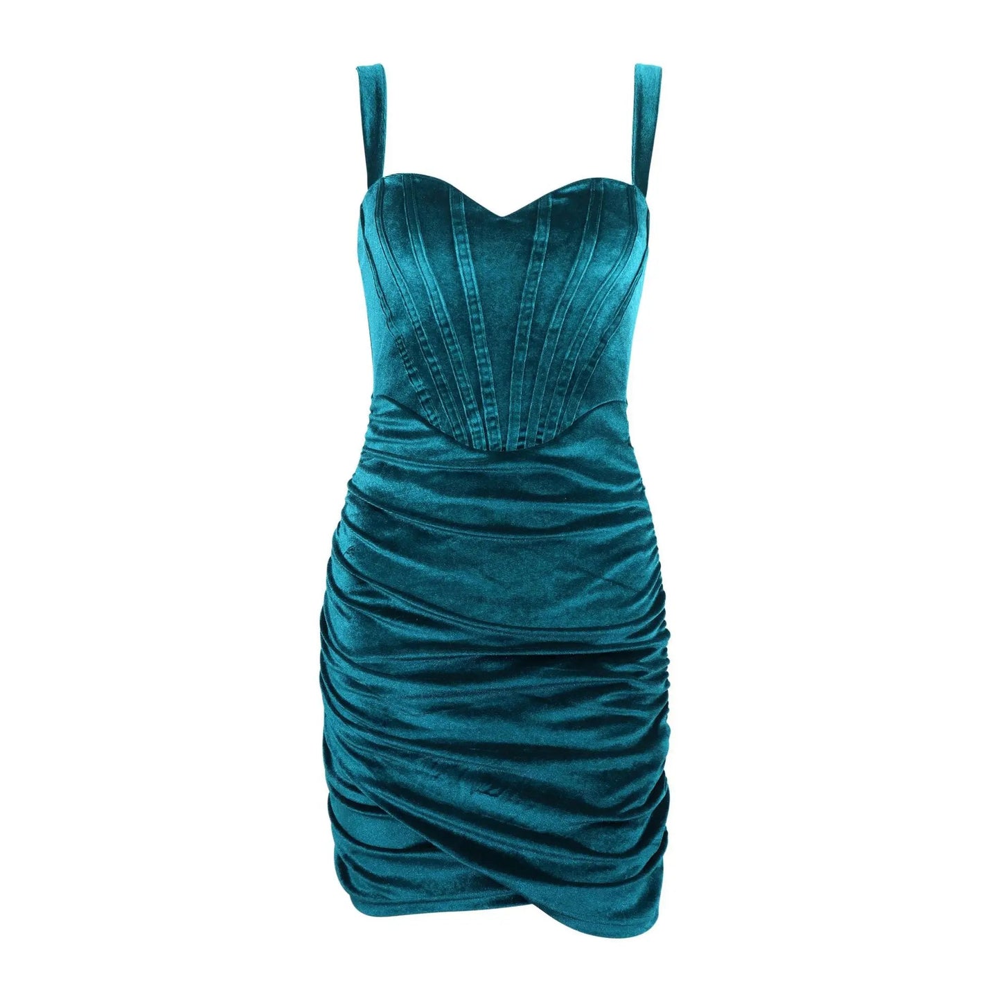 Green Velvet Strapless Bodycon Christmas Party Dress