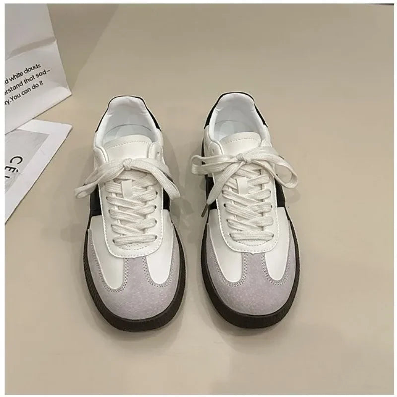 Women Leather Outdoor Walking Sneakers Casual Fashion Sports Platform Vulcanized Shoes Woman White Flats Ladies Tennis Trainers