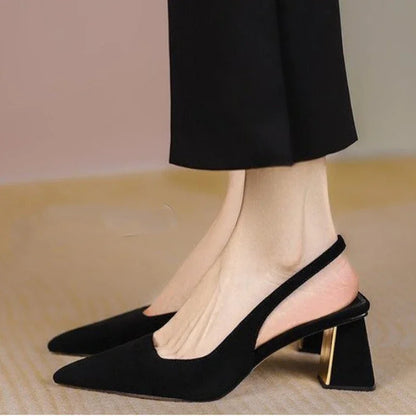 Black Highs Summer New Party Sexy Thick Mules Ladies Wedding Slippers Low Heel Pumps