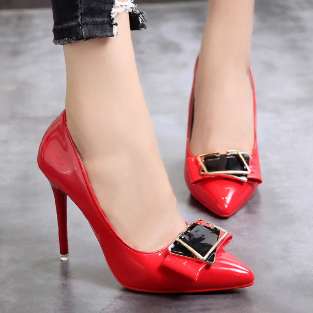 Pointed Shallow Mouth Red Bottom Office Sexy Women High Heel