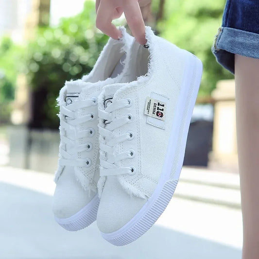 Women Spring Autumn Outdoor Walking Canvas Shoes Fall 2024 New Small White Jogging Sneakers Girls Student Sports Flat Trainers