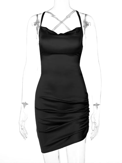 Strap Mini Lace Up Cross Backless Bodycon Sexy Elegant Club Midi Dresses