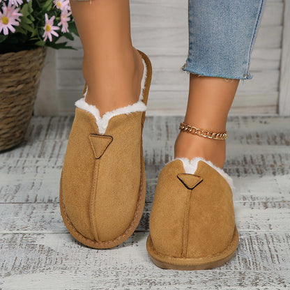 Women Warm Fur Cotton Slippers Flats Shoe Suede Winter Short Plush Luxury Fashion Casual Non-Slip Snow Boots Mujer Zapatos Mules