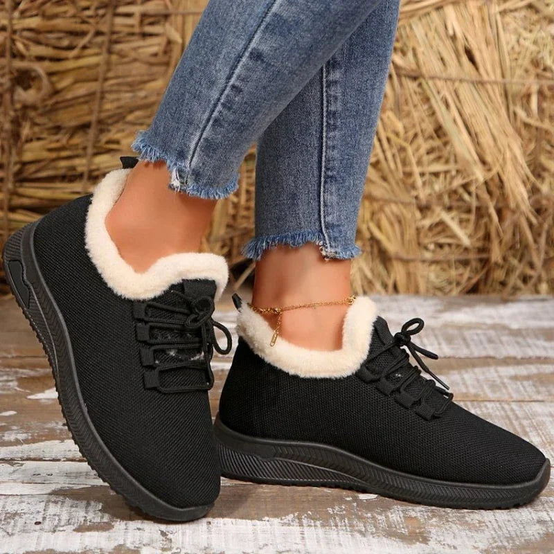 Women Winter Boots New Warm Thicken Snow Boots Lace Up Ankle Boots Non Slip Plush Fur Shoes Keep Warm Ankle Botas Plus Size