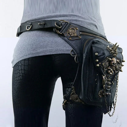 Steam Punk Gothic Waist Leg Hip Belt Mobile Phone Messenger Fanny Bag