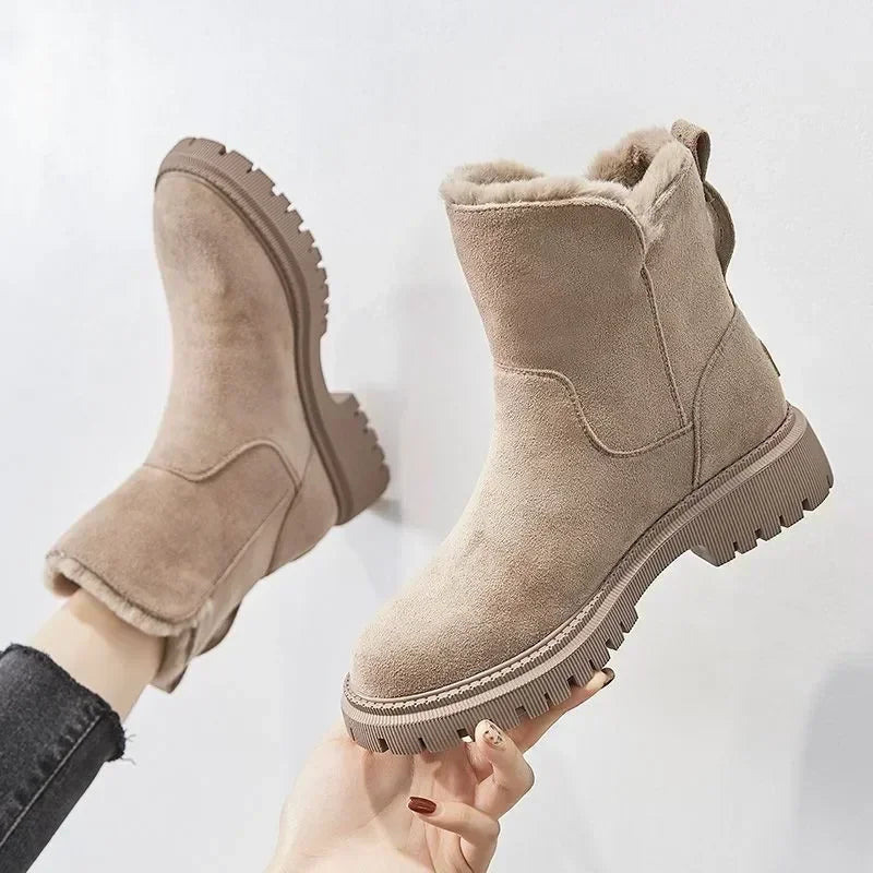 Mid-Tube Plus Velvet Thickened Warm Platform Fashion Snow Boot