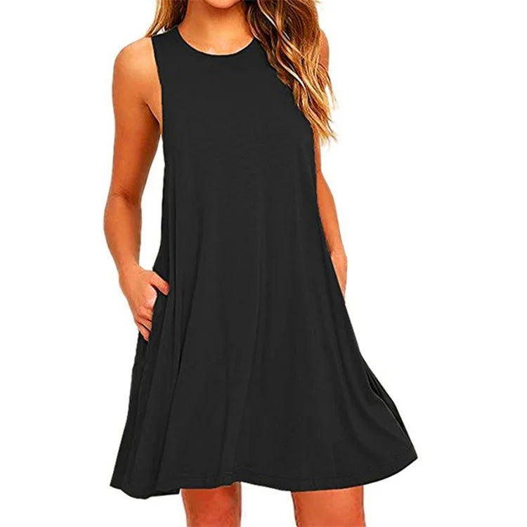 Women's Summer Casual Swing T-Shirt Beach Midi Dresses