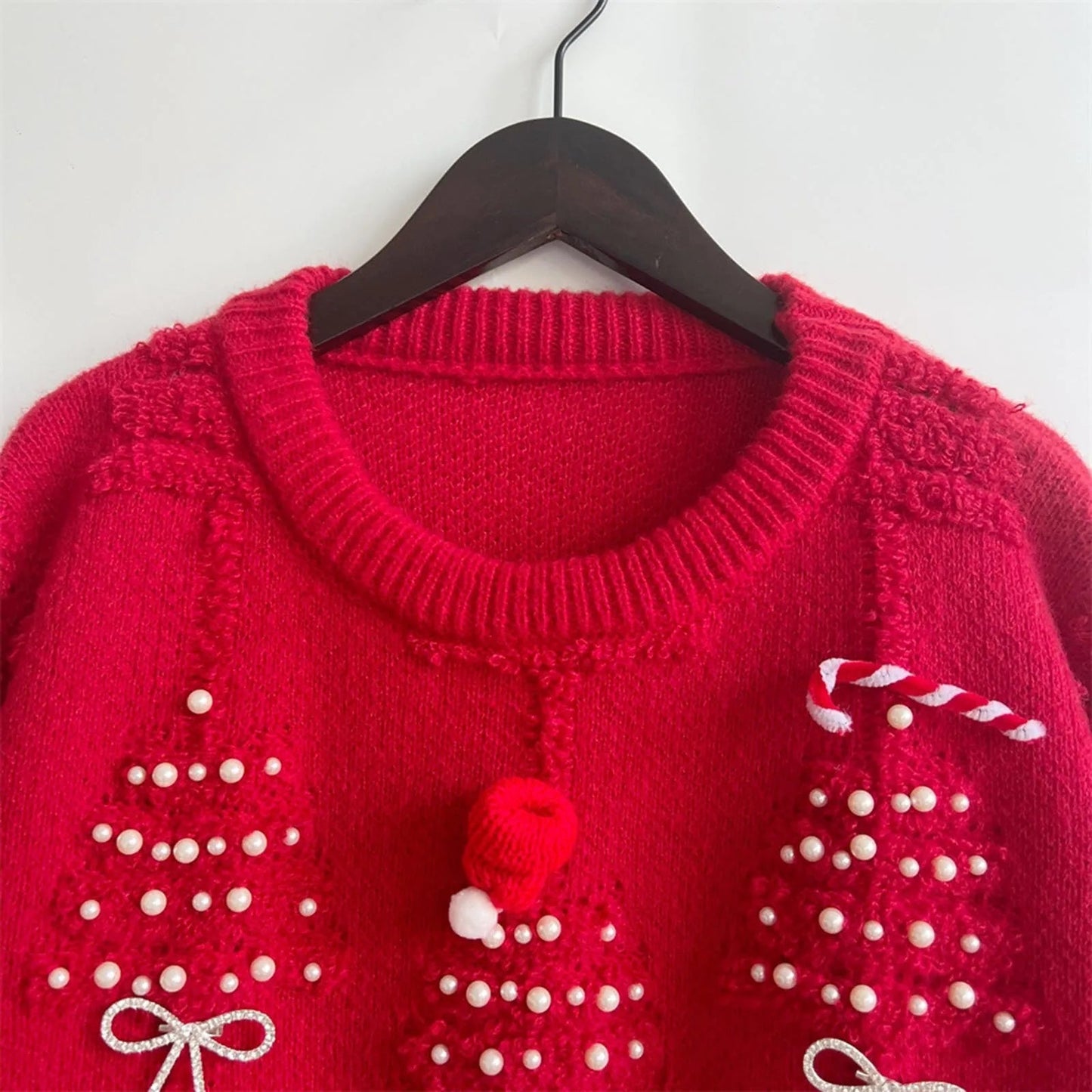 O-Neck Lantern Sleeve Loose Knitted Casual Christmas Sweater