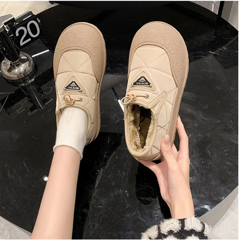 Women's Walking Shoes Snow Boots Outdoor Casual Loafers Winter New Fashion Thick Soft Soled Anti Ski Plush Warm Cotton Booties