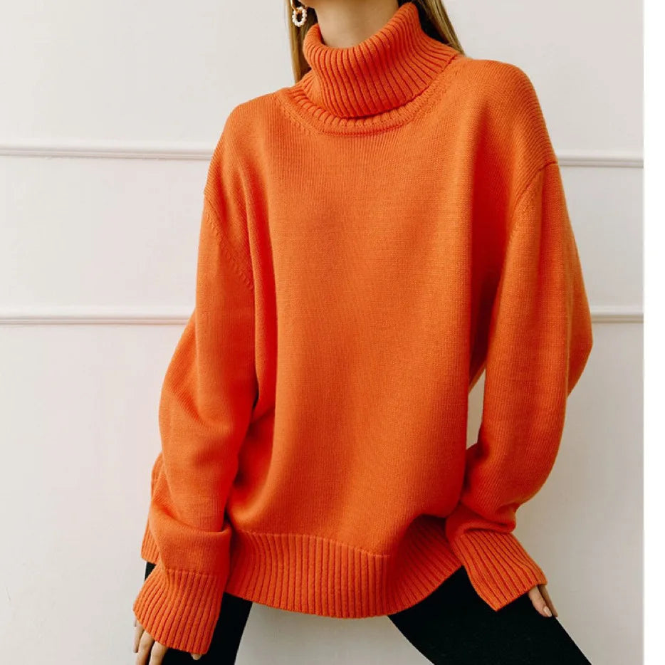 Turtleneck Oversized Chunky Long Loose Casual Slouchy Sweater