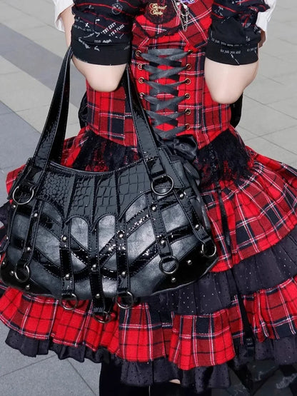 Y2K High Capacity Gothic Chic Popular Rivet Cool Punk Crossbody Bag