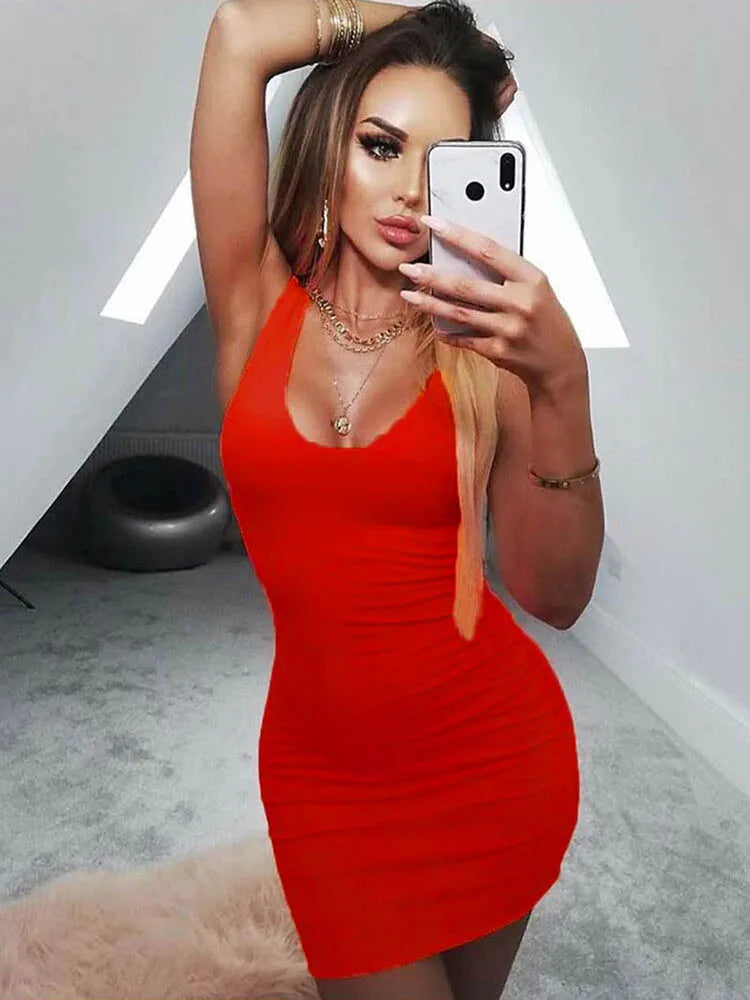 Women's Casual Summer autumn Sleeveless Mini Sexy Midi Dresses