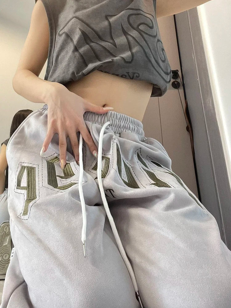 Harmonic Hip Hop Streetwear Harajuku Style BF Grey Sweatpants