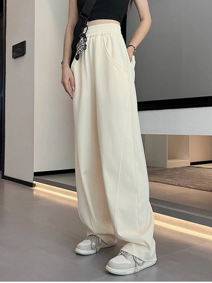 Korean Autumn Women's  Fashion High Waist Wide Leg Sweatpants