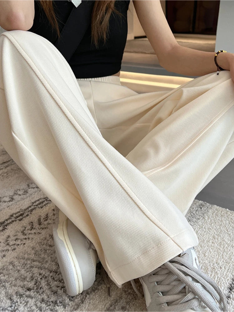 Korean Autumn Women's  Fashion High Waist Wide Leg Sweatpants