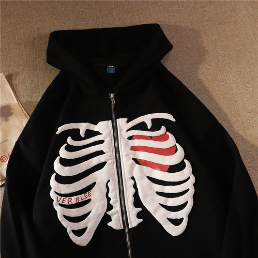 DressBetty - Gothic Skeleton Print Hoodies