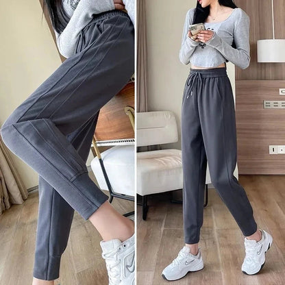 Plush Warm Drawstring Loose Solid Casual Women's Fleece Sweatpants