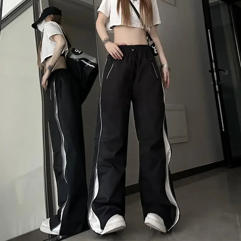 Korean Hip Hop Harajuku Streetwear Lady's Wide Leg Jogger Sweatpants